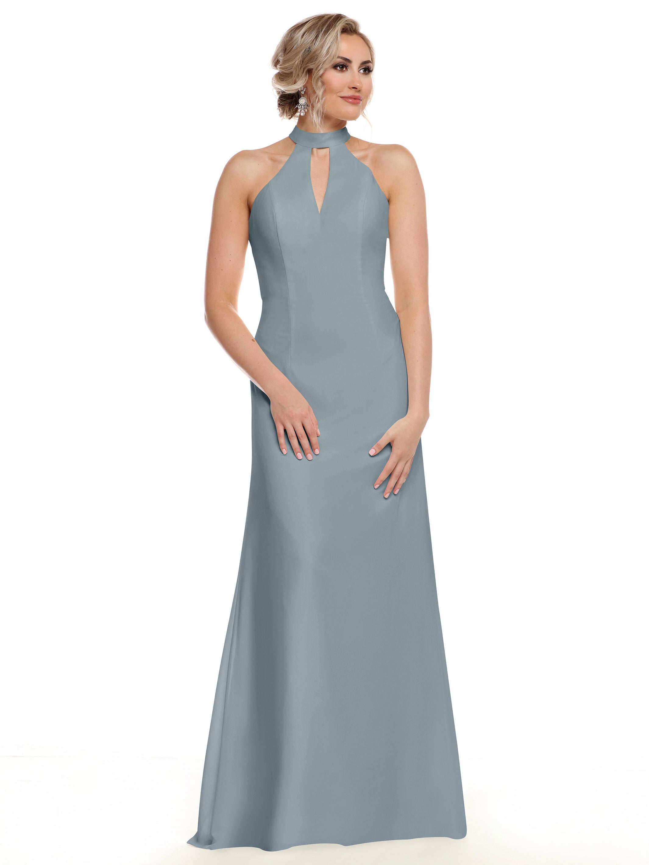 Elegant 80138 Chiffon A-Line Bridesmaid Dress with Keyhole Halter Neckline - Perfect for Weddings, Formal Events & Special Occasions