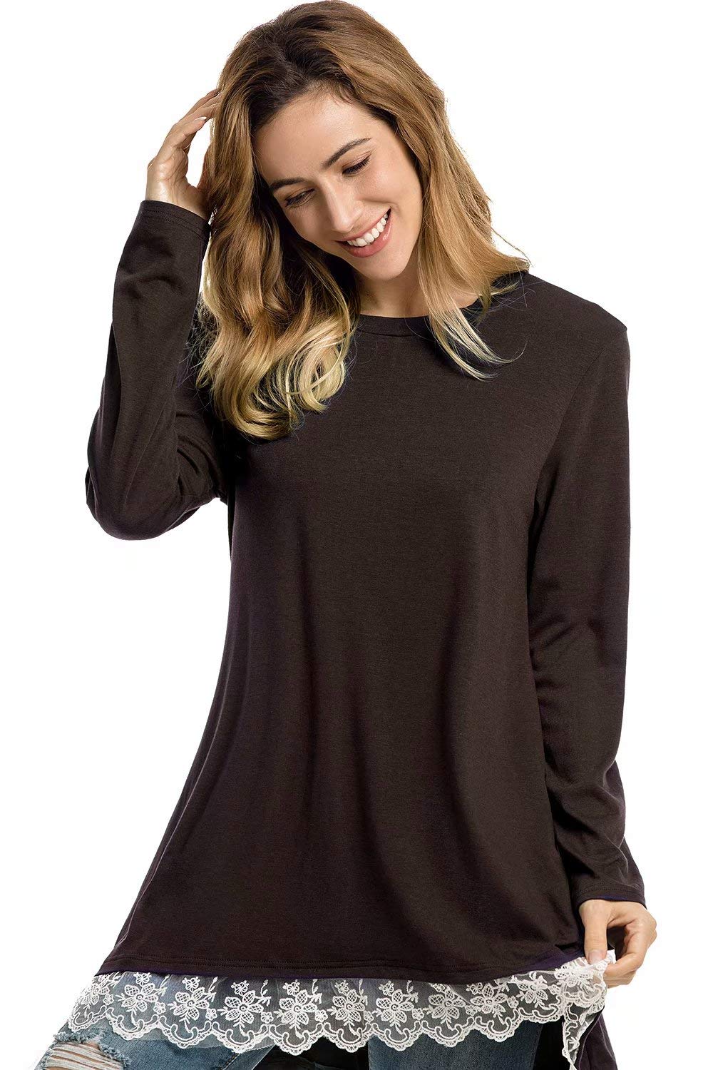 Women's Casual Long Sleeve Loose Tunic T-Shirt Blouse Tops - Comfortable & Stylish for Work, Travel & Everyday Wear