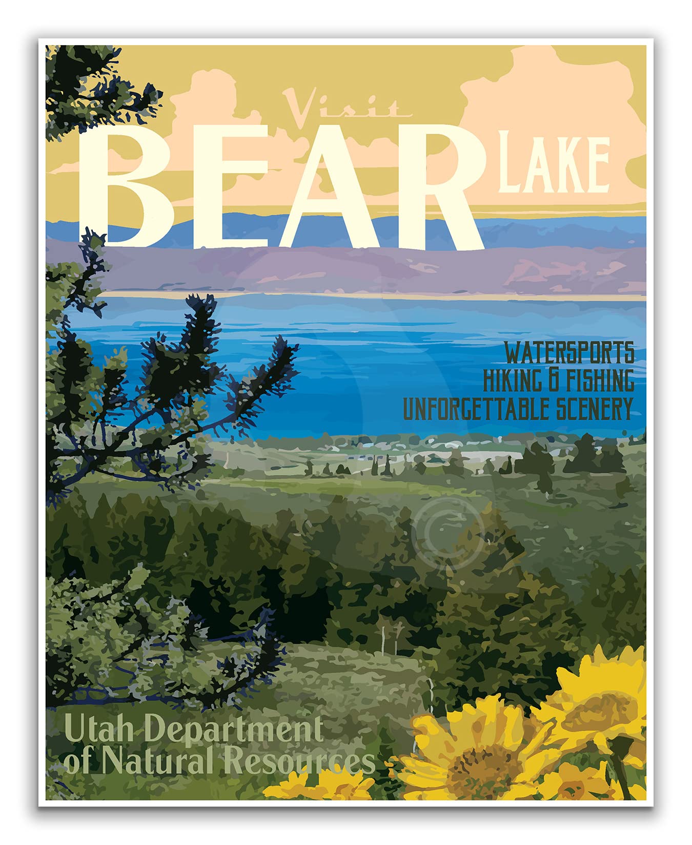 Bear Lake Utah Idaho Vintage Travel Poster - Retro Style Wall Art Print, Canvas Wall Decor 18x24 Inches - Perfect for Home, Office & Cabin Decor