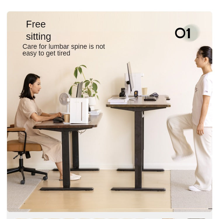 Black Walnut Solid Wood Electric Standing Desk - Adjustable Height Office Desk for Home & Workspace - Perfect for Remote Work, Gaming, and Ergonomic Comfort