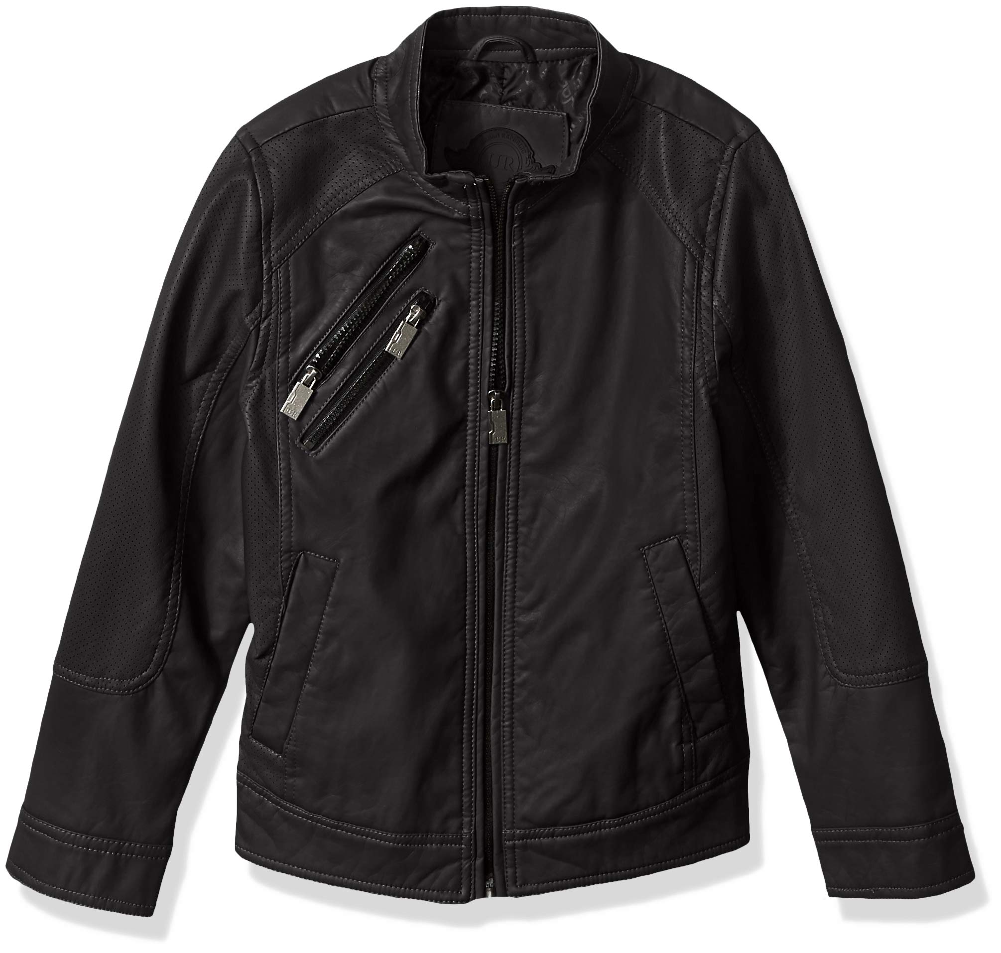 URBAN REPUBLIC Boys' Faux Leather Jacket with Perforated Inserts - Stylish & Comfortable Outerwear for School, Playdates, and Outdoor Adventures
