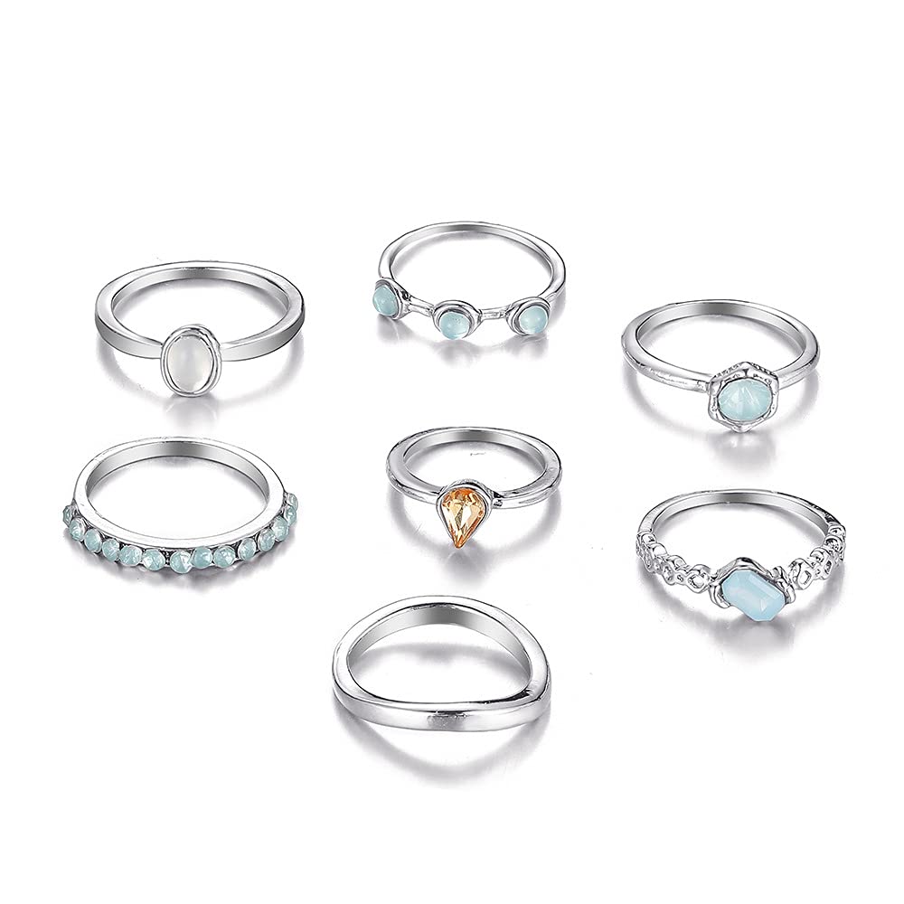 Vintage Bohemian Crystal Rhinestone Stackable Rings Set for Women - Elegant Knuckle Rings for Layering, Party, Wedding & Everyday Wear