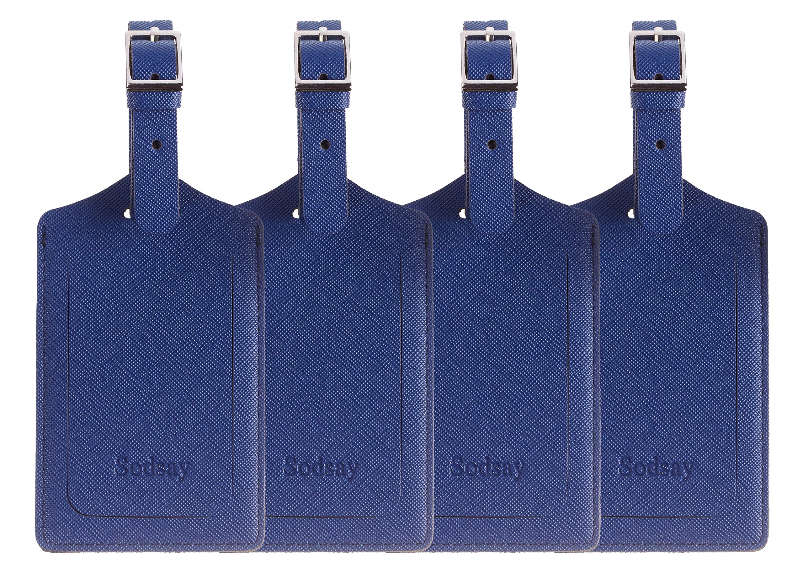 Premium Leather Luggage Tags for Travel - 4-Piece Set with Customizable ID Card Slot | Durable Baggage Tags for Suitcases, Backpacks & Carry-Ons | Perfect Gift for Frequent Flyers & Business Travelers