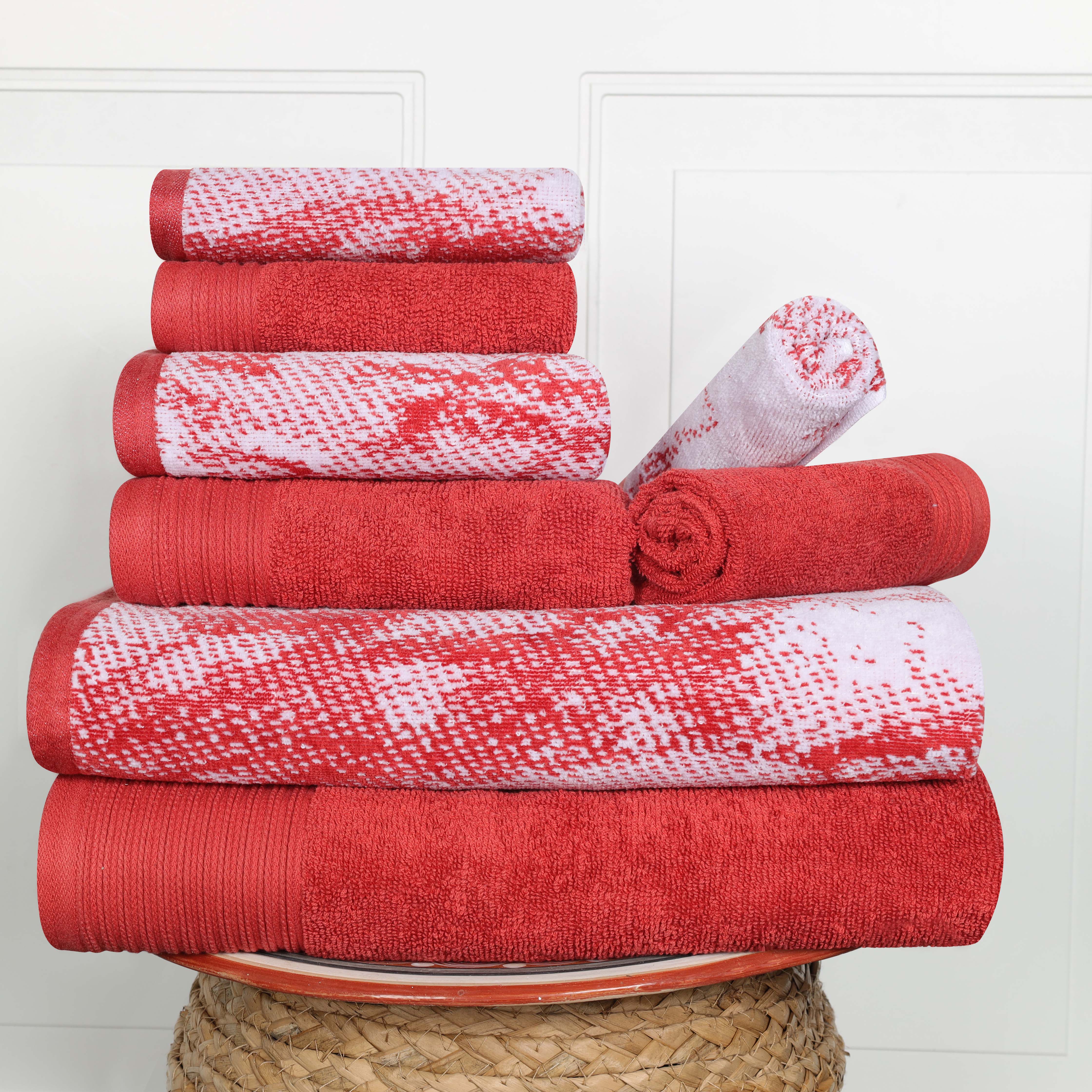 Premium 8-Piece Cotton Quick-Drying Towel Set - Solid & Marble Patterns for Bath, Beach, Gym, and Spa | Ultra Absorbent & Soft Bath Towels for Home & Travel
