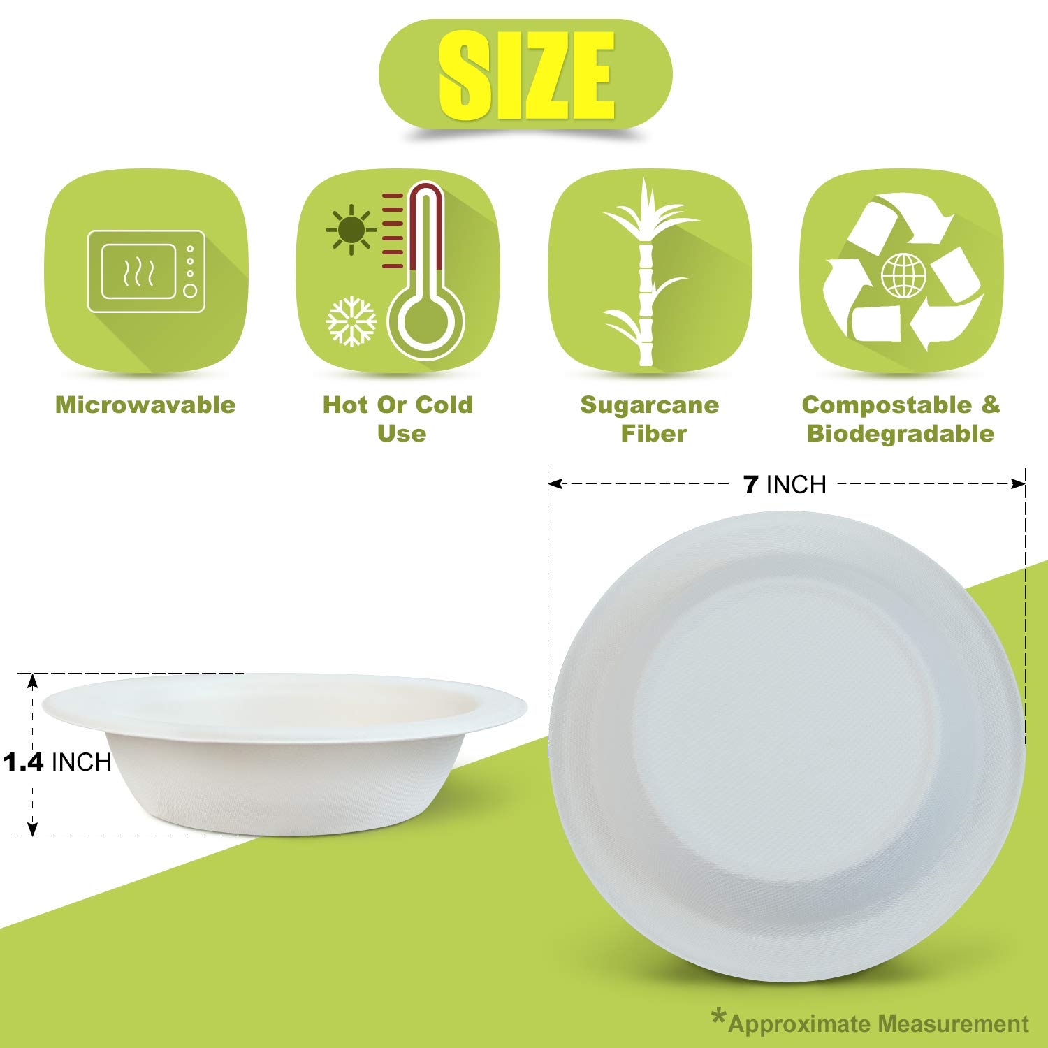16 oz Compostable Bowls (1000 Count) - Eco-Friendly Disposable Tableware Made from Natural Sugarcane Fiber - Perfect for Parties, Picnics, and Everyday Use