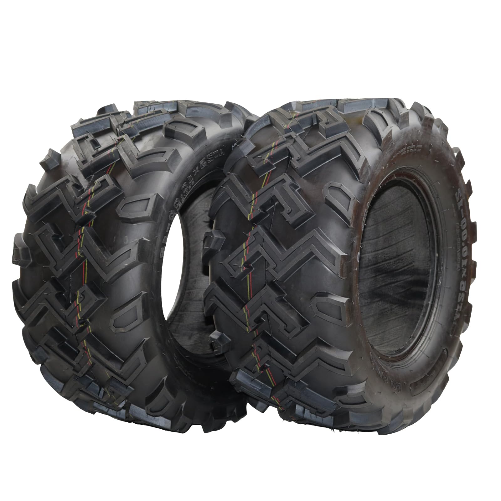 Premium Set of 2 ATV/UTV All-Terrain Tires 25x10-12 6PR - Heavy Duty Oblique Construction with Non-Directional Tread Pattern (Model QD-115S) - Perfect for Mud, Gravel, Sand & Rocky Terrains - Ideal for Off-Road Adventures, Farm Work & Trail Riding