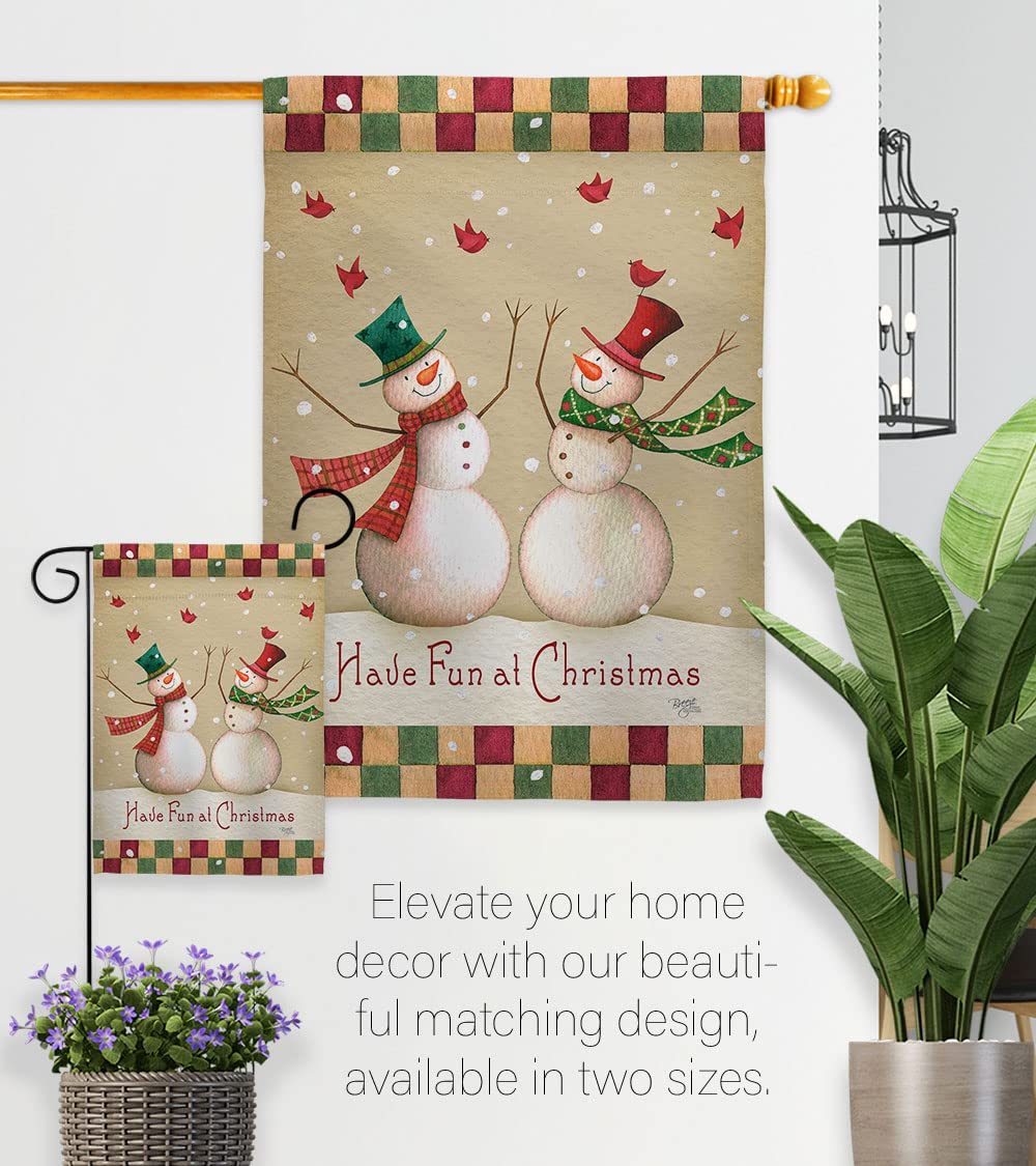 Winter Christmas Decorative Banner Pole & Garden Flag Set 13x18.5in - Holiday Yard Decor