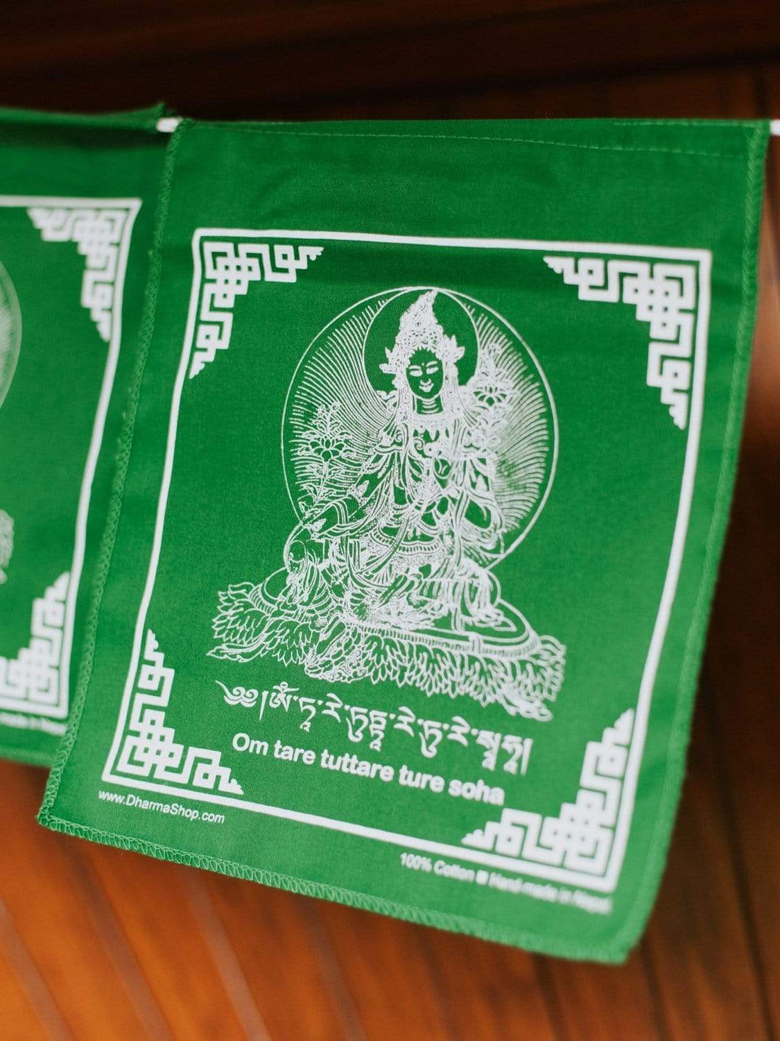 Authentic Green Tara Prayer Flags - Buddhist Prayer Flags for Peace & Blessings - Perfect for Home, Garden & Meditation Spaces