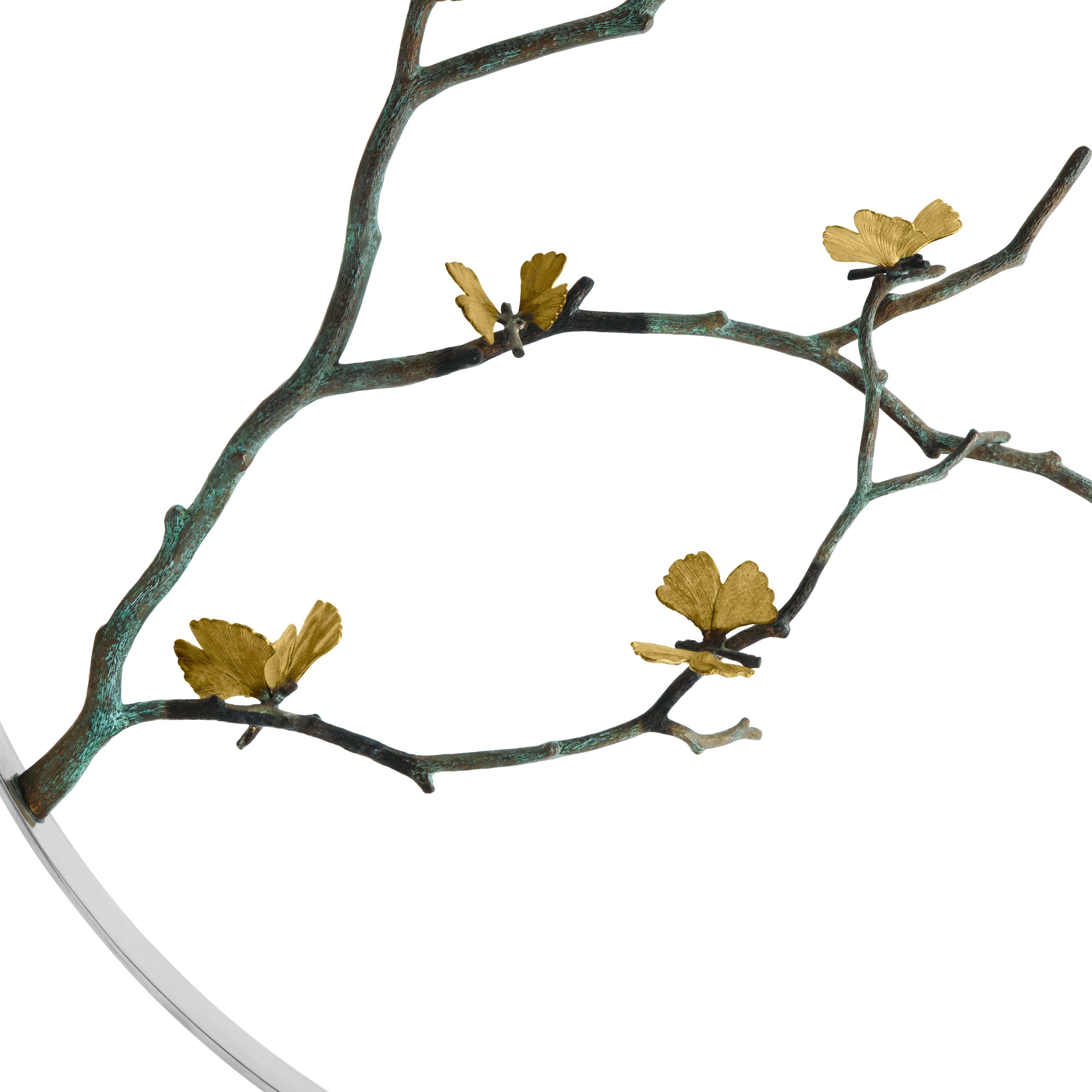 Elegant Butterfly Ginkgo Moon Gate Sculpture - Handcrafted Asian Garden Art for Outdoor Decor & Zen Landscaping