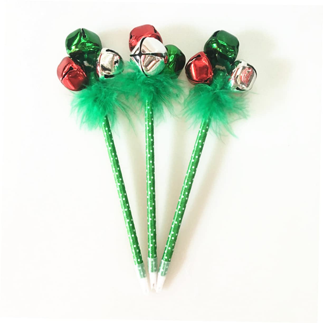 NUOBESTY 3 Sets Christmas Jingle Bell Ballpoint Pens - Festive Red & Green Writing Pens for Kids (30 Pack) - Perfect for Holiday Gift Giving, School Supplies & Creative Writing