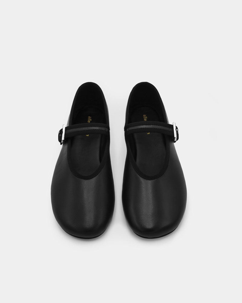 Black Nappa Leather Ballet Flats for Women - Comfortable & Stylish Shoes for Work, Travel & Everyday Wear