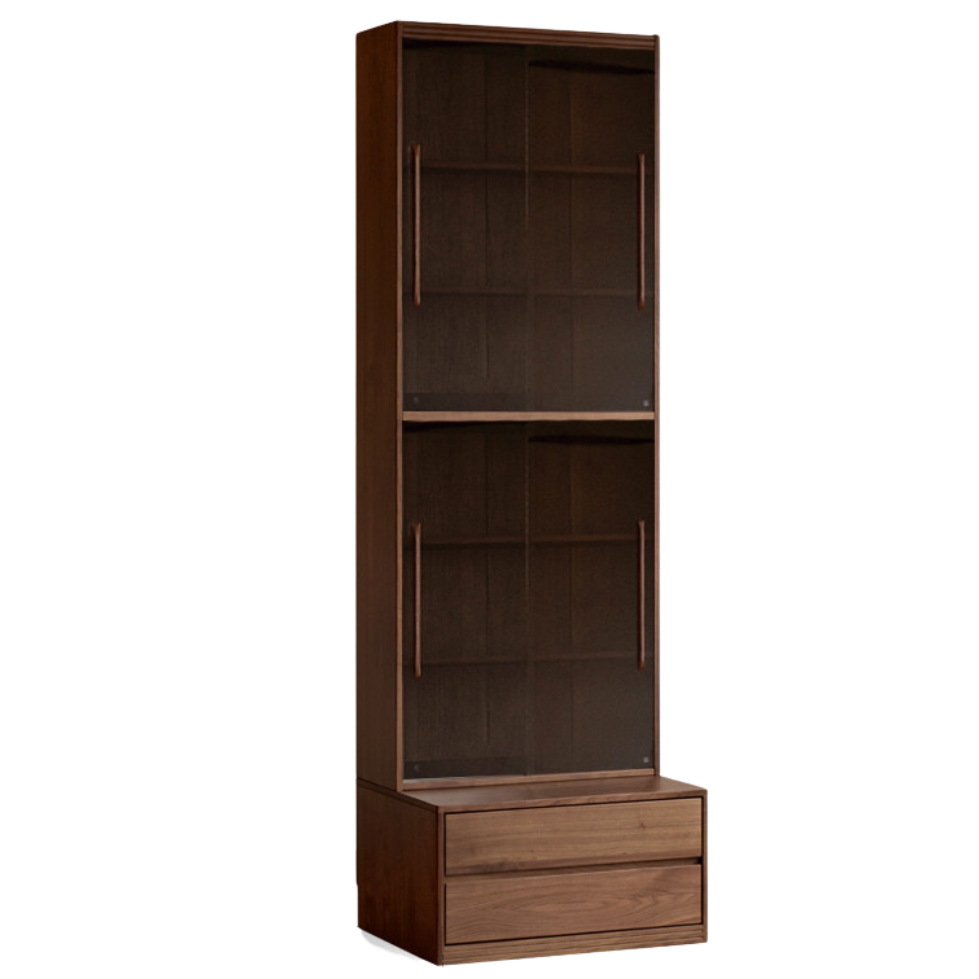 31.5x24.4x98.8 inch / 80x62x251 cm / Walnut color / Black Walnut bookcase sliding door