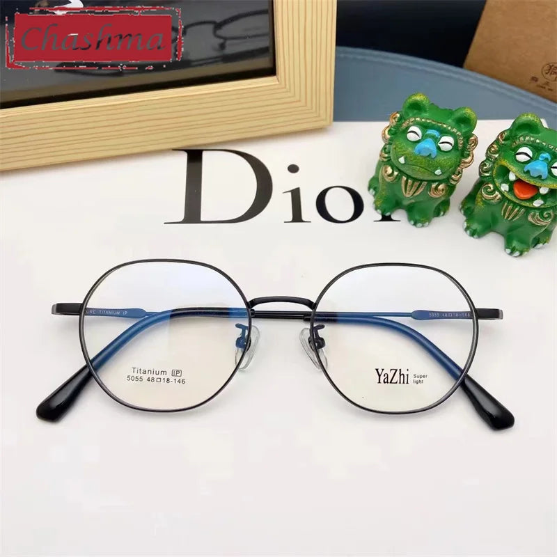 Stylish Women's Full Rim Flat Top Oval Titanium Glasses Frame 495055 - Perfect for Reading, Work & Everyday Fashion Accessory