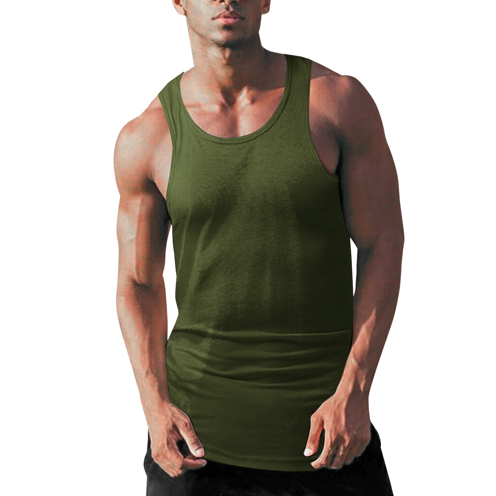 WANGPU Men's Sleeveless Cotton Linen Tank Top - Deep V Neck Casual Solid Summer Shirt for Beach, Gym, Workout & Muscle Training - Breathable & Comfortable Activewear for Outdoor Sports & Hot Weather