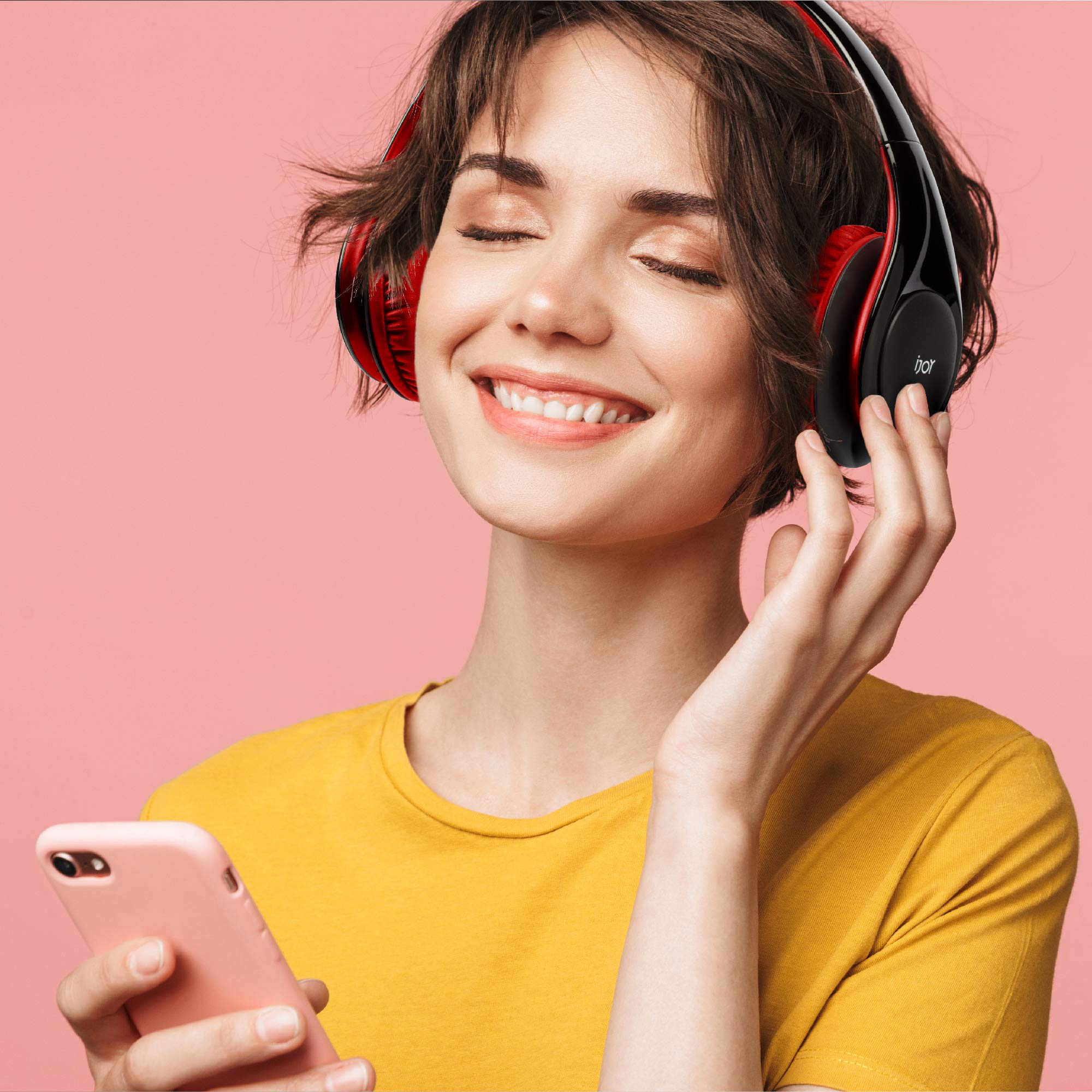 iJoy ISO Wireless Bluetooth Headphones - Over Ear Stereo Headset with Bluetooth 5.0, 30HR Battery & Built-in Mic - Foldable Design for Travel, Work & Gaming (Glossy Green)
