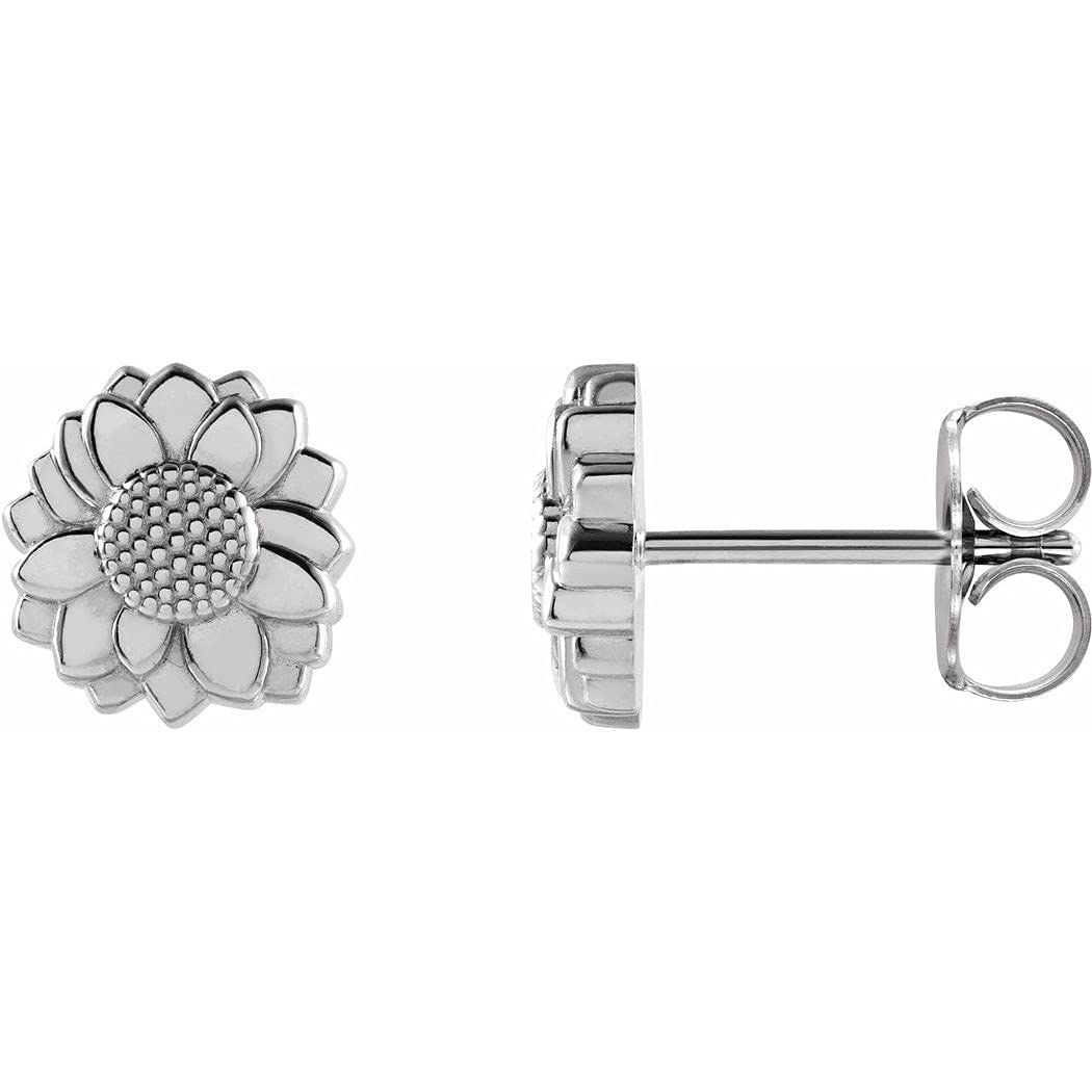 925 Sterling Silver Tiny Sunflower Earrings for Women - Hypoallergenic, Friction Backs Included - Elegant Jewelry Gift for Her - Perfect for Everyday Wear, Parties & Special Occasions