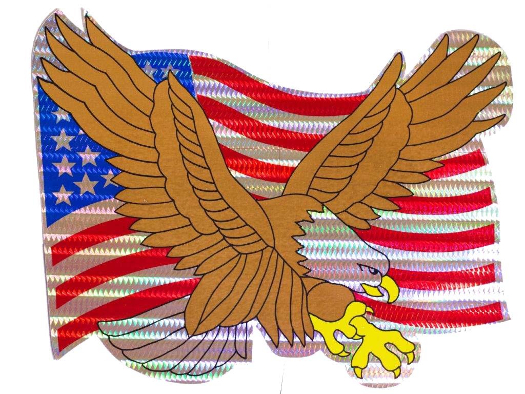 American Bald Eagle Flag Decal - Reflective Bumper Sticker 12