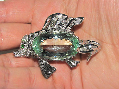 57.37CT GIA Certified Natural Green Beryl Fish Brooch Pendant - Elegant Jewelry for Women, Perfect for Weddings, Parties & Special Occasions