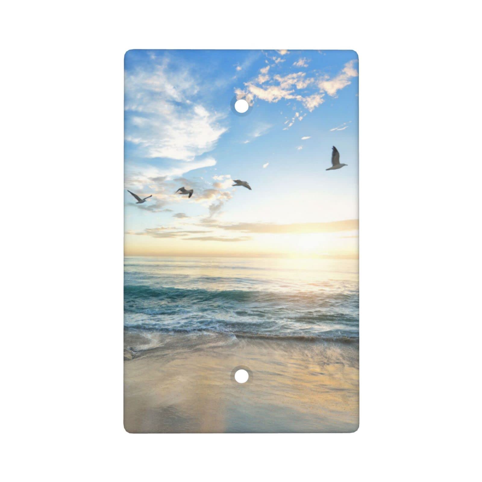Coastal Beach Bird Decorative Wall Plate Cover - 1 Gang No Device, Standard Size Light Switch Faceplate - Perfect for Beach House, Bathroom & Nursery Decor