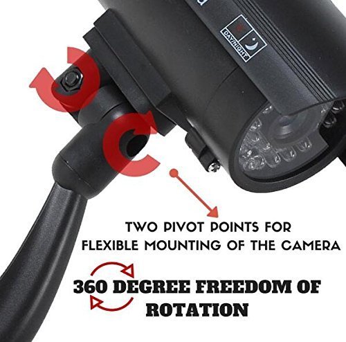 Dummy Security Camera 2 Pack - Fake CCTV with Realistic Red Flashing Lights & Warning Sticker - Indoor/Outdoor Surveillance Decoy for Home, Office & Business Security