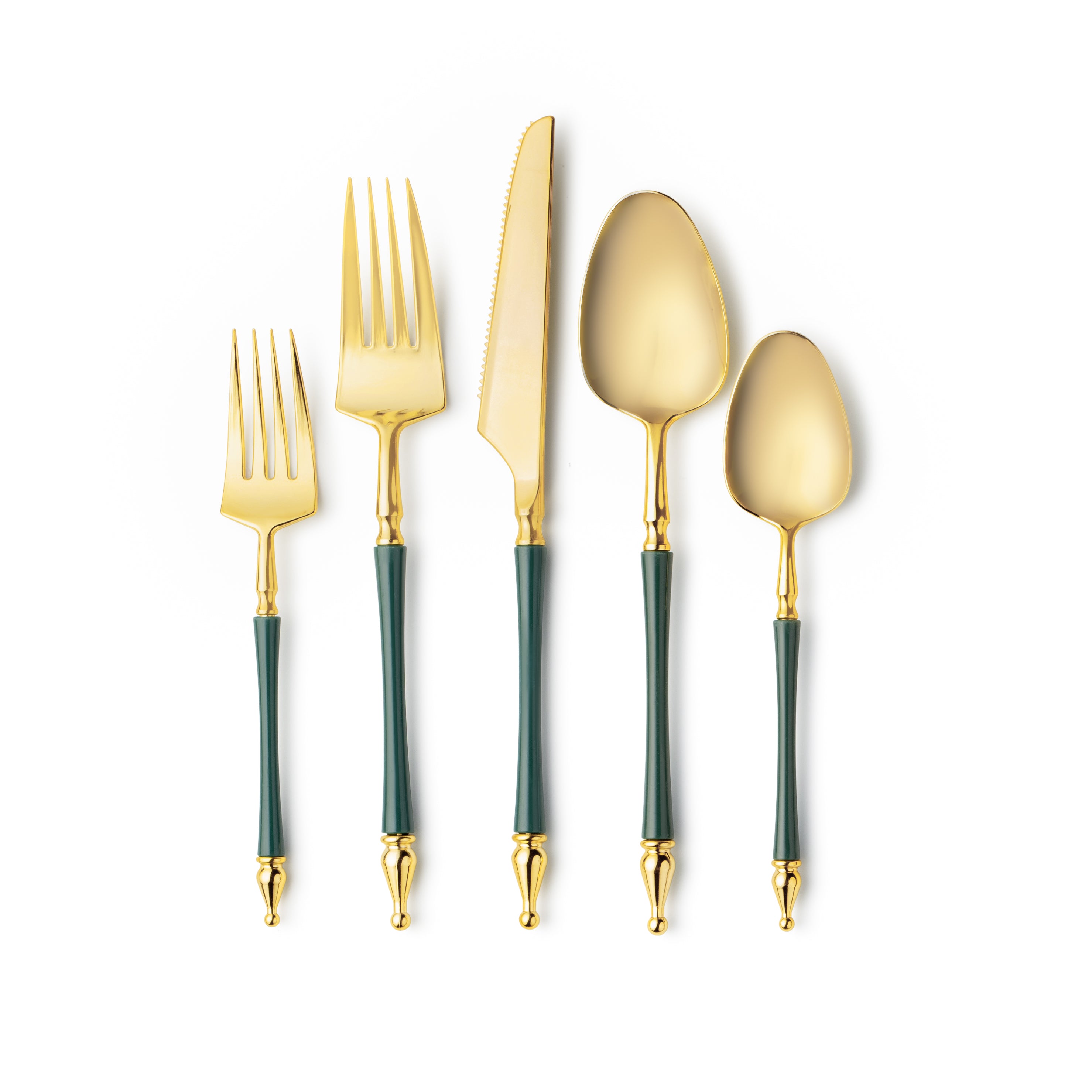 Royal Green & Gold Flatware Set - 40-Piece Elegant Dinnerware for 8 | Sophisticate Collection | Perfect for Formal Dining, Wedding Gifts & Holiday Entertaining