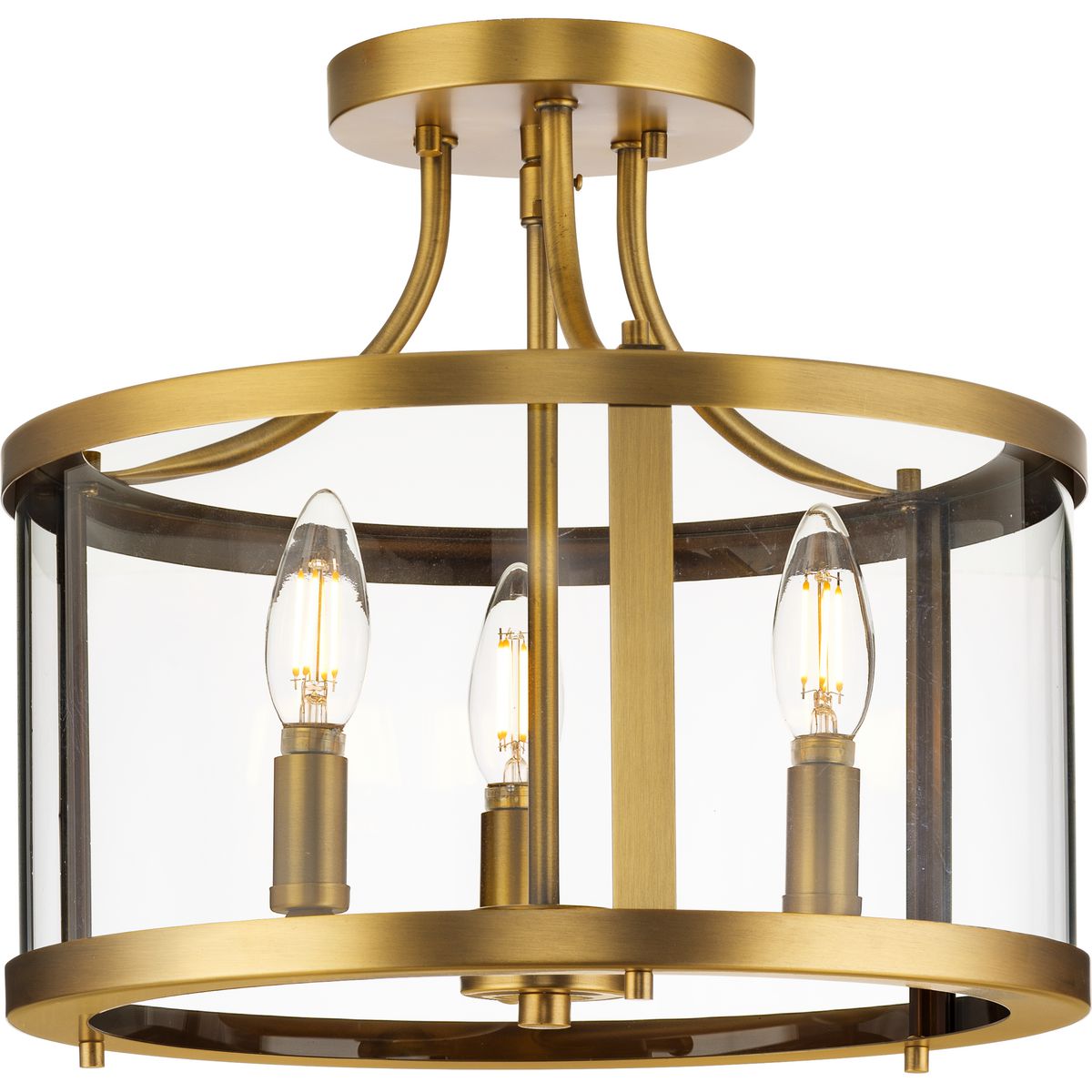 Gilliam Collection 13 Inch 3-Light Semi Flush Mount Ceiling Light Fixture - Perfect for Bedroom, Dining Room, and Hallway Lighting