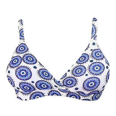 White Santorini Brazilian Fixed Triangle Bikini Top - Sexy Swimwear for Women, Perfect for Beach Vacations, Pool Parties & Summer Getaways