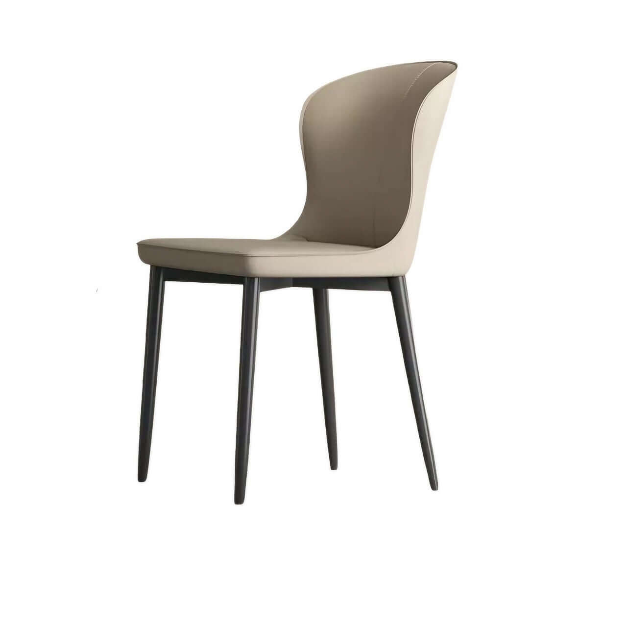 Modern Brown Durable Leather Dining Chair with Semi-Wrapped Backrest - Contemporary Minimalist Design for Home, Office, or Restaurant Use