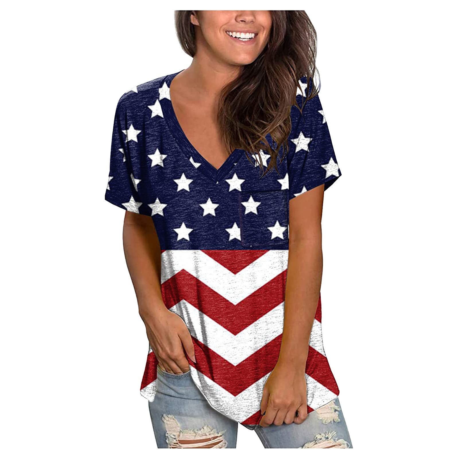 Women's Summer Tops - Short Sleeve V-Neck Casual T-Shirts & Loose Blouses | Breathable Comfort for Beach, Travel & Everyday Wear
