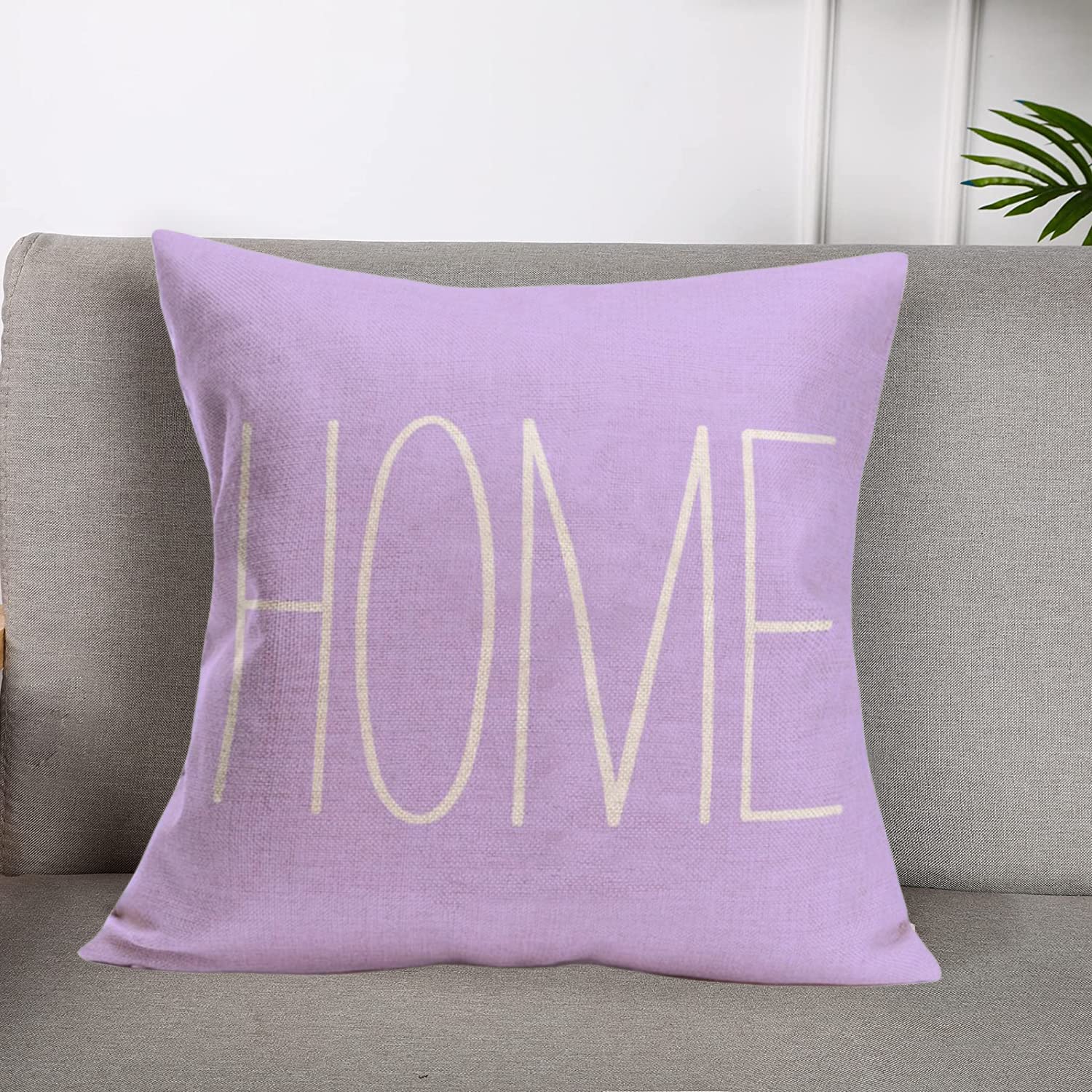 Xihomeli Modern Abstract Purple Geometric Throw Pillow Covers Set of 4 - 18x18 Inch Cotton Linen Cushion Cases with Triangle Wave, Stripes & Arrow Design - Perfect for Living Room Sofa, Bedroom Decor & Home Sweet Home Quotes
