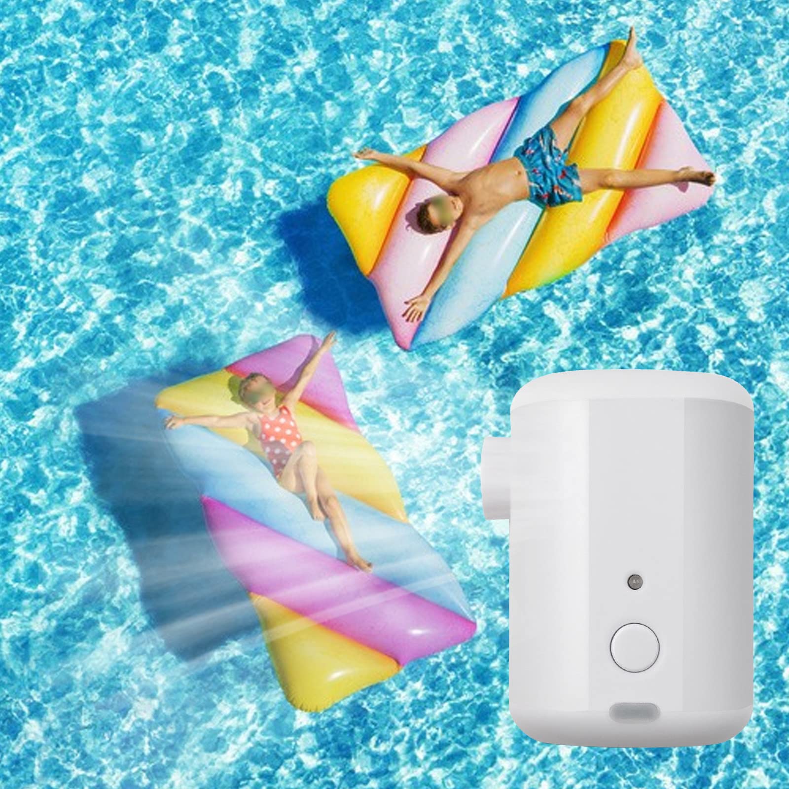 Portable Air Pump with 3000mAh Battery - USB Rechargeable 2.2kPa Fast Inflation & Deflation - Cordless Electric Pump for Air Mattress, Pool Floats, Inflatable Toys, Swimming Rings - Perfect for Camping, Travel & Home Use (White)