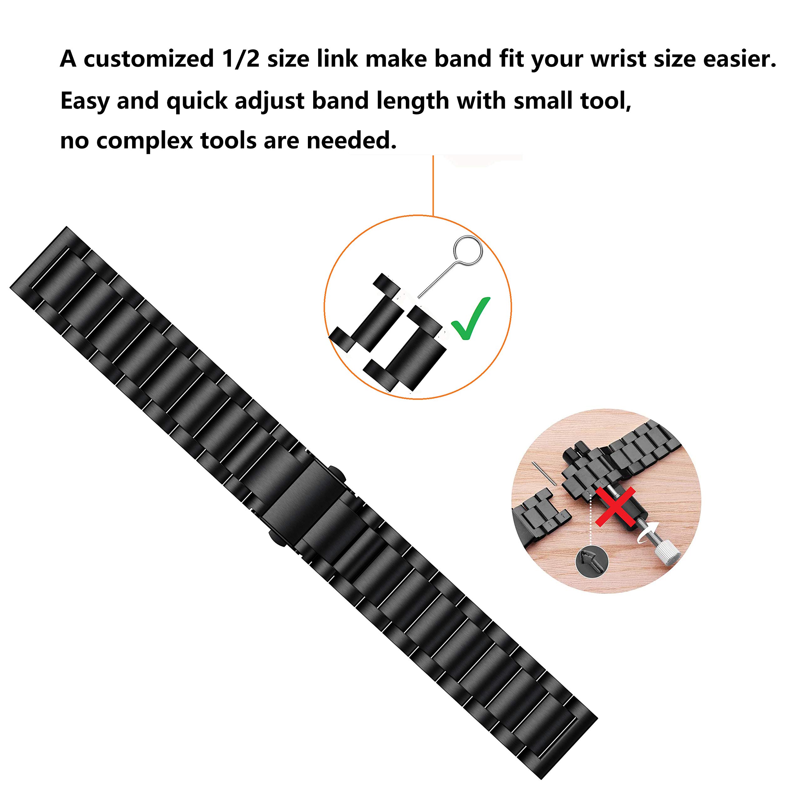 20mm Stainless Steel Watch Band for Garmin Vivoactive 3, Forerunner 645, Forerunner 245, Galaxy Watch 42mm, Galaxy Watch Active 2 40mm/44mm, Galaxy Watch 3 41mm - Durable Replacement Strap for Running, Workouts & Everyday Wear
