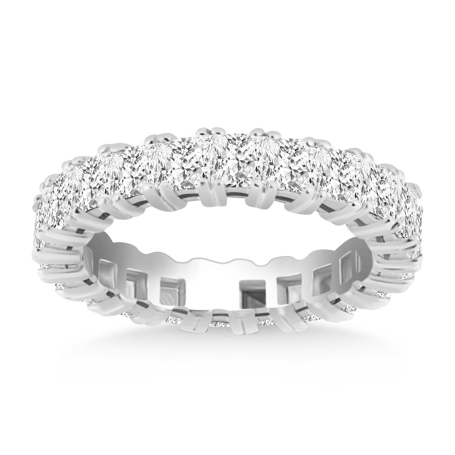 14K White Gold Princess Cut Diamond Eternity Ring for Women - Dainty Wedding Band, Anniversary Gift, Bridal Jewelry - Perfect for Engagements, Proposals & Special Occasions