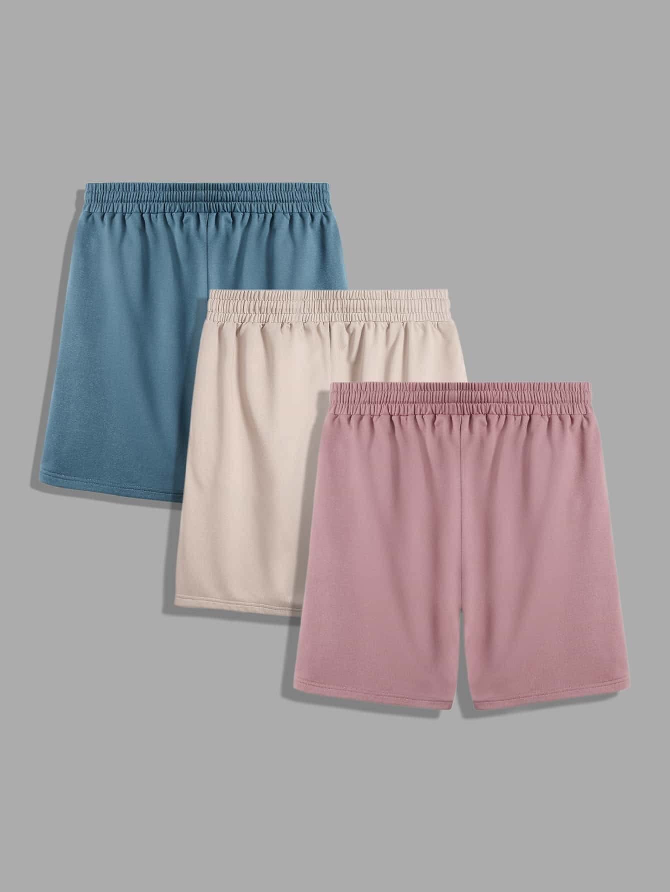 HDZWW Men's Casual Shorts 3-Pack with Letter Patches & Drawstring Waist - Summer Beach Athletic Shorts for Running, Gym, Vacation - XXL Size Multicolor