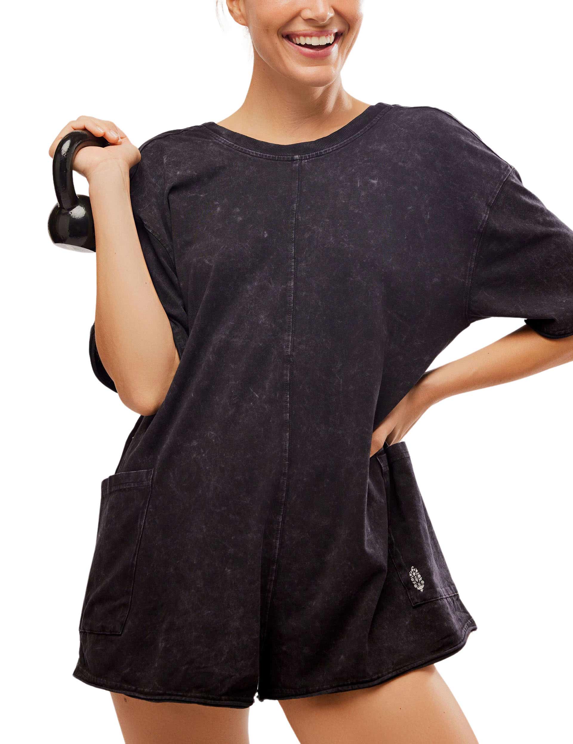 Hot Shot Tee Romper for Women - Stylish Black Jumpsuit | Perfect for Casual Outings, Summer Fashion & Streetwear
