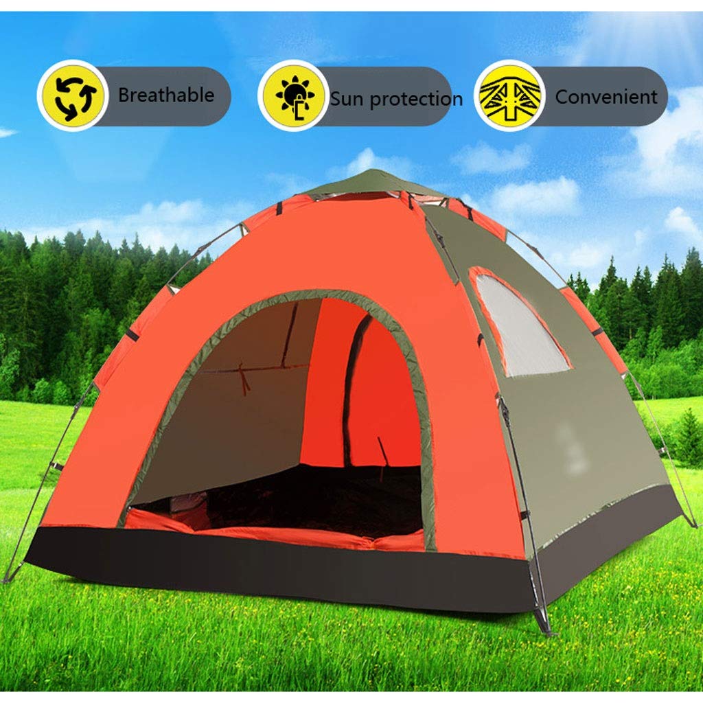 3-4 Person Automatic Pop Up Camping Tent - Waterproof, UV Protection & Easy Setup for Family Outdoor Adventures, Hiking, Beach & Backyard Camping (Military Green)