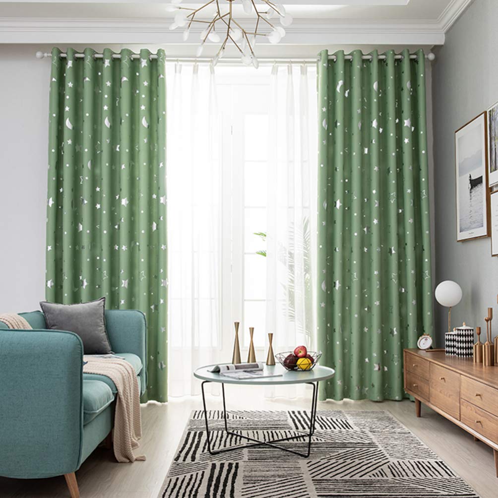 Blackout Curtains for Kids Room - Moon & Stars Design, Thermal Insulated, Light Blocking Window Drapes - Perfect for Nursery, Bedroom & Home Decor (1 Panel, Black)