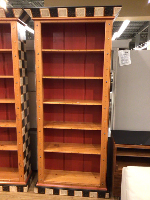 34x86 Inch Solid Wood Hand-Painted Bookcase - Rustic Bookshelf for Living Room, Bedroom, or Home Office Storage & Display