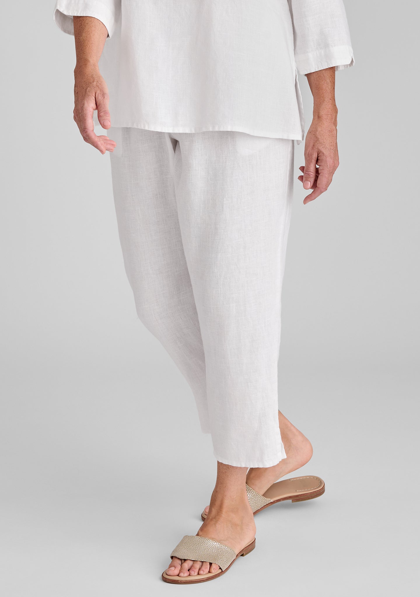 Breathable Linen Ankle Pants with Pockets - Women's High-Waisted Comfortable Work Pants for Office, Travel & Summer Outfits