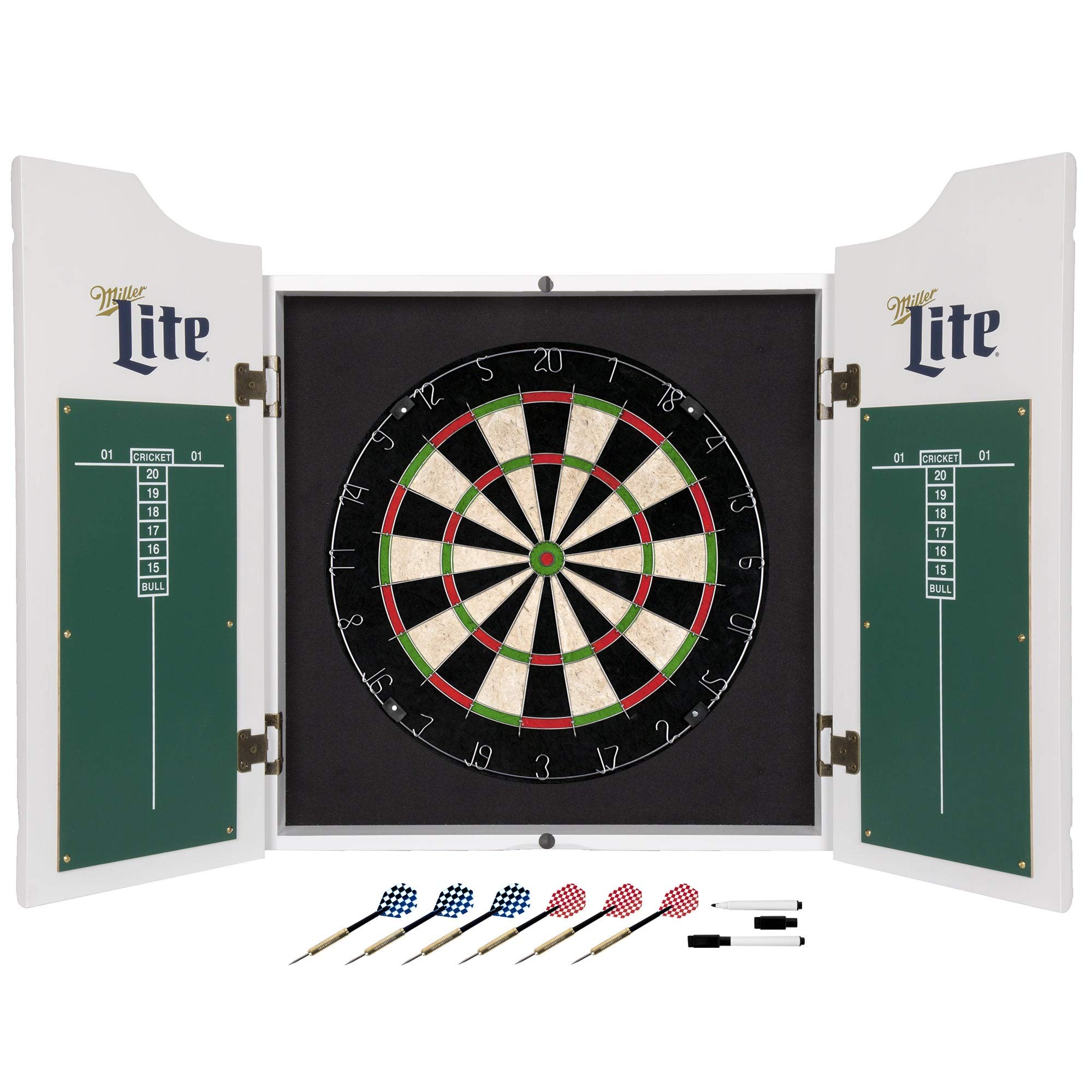 Vintage Dartboard Set with Chalk Scoreboard - Classic Wooden Dart Board Game for Home, Bar & Pub Decor - Blue & White Design for Indoor & Outdoor Entertainment