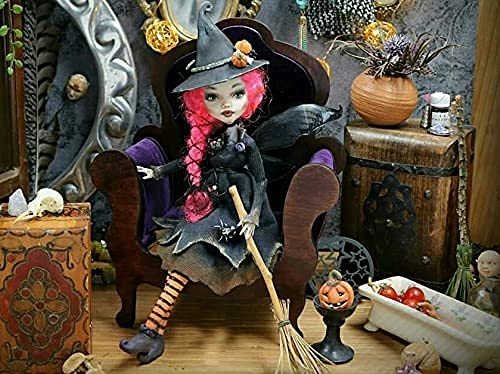 1:6 Scale Miniature Dollhouse Throne Chair - Handmade Wooden Furniture with Velvet Upholstery for Doll Display, Photography & Collectibles