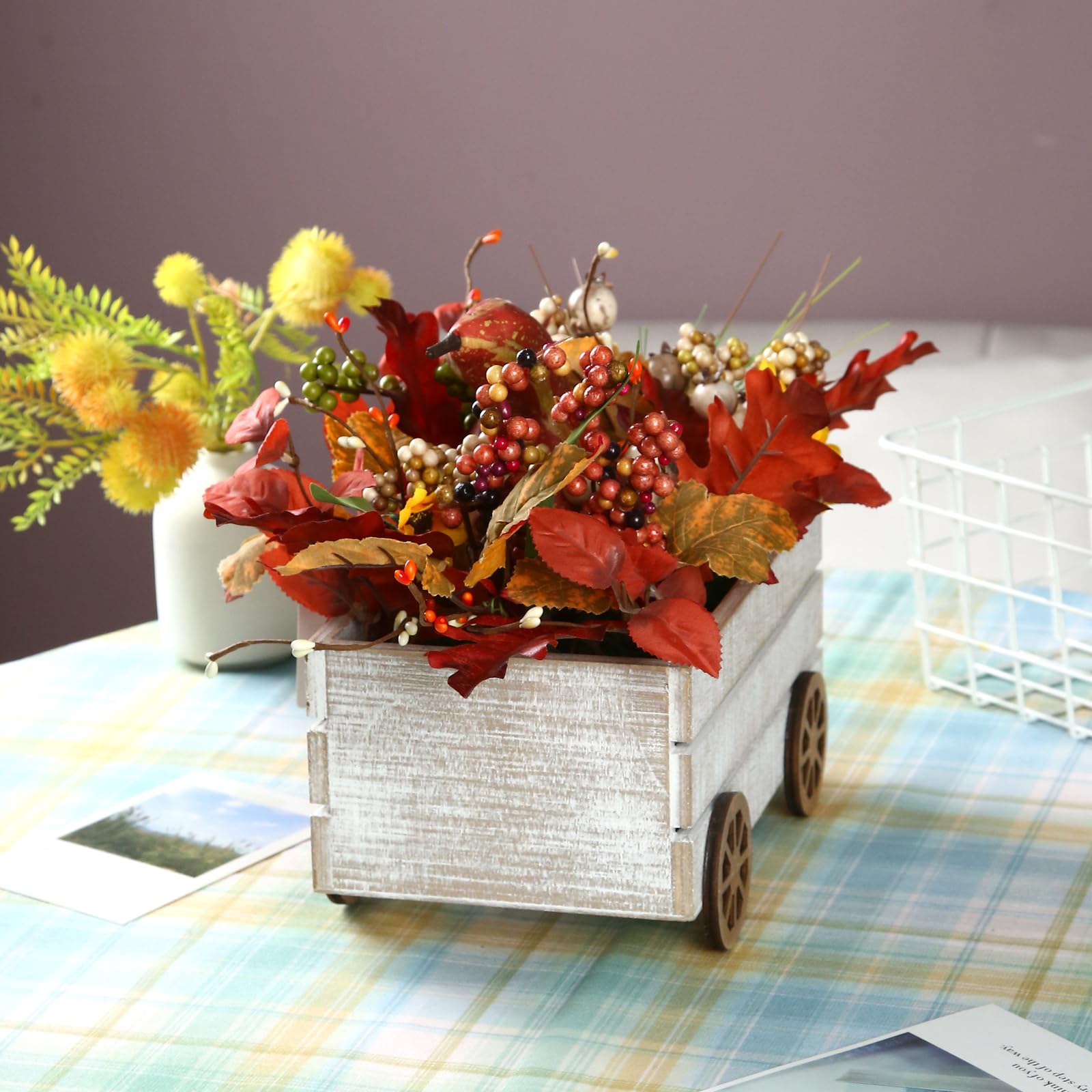 Mini Fall Pumpkin Car Decor with 1 Pumpkin - Farmhouse Thanksgiving Decor for Home, Living Room & Tables | Grateful Blessed Harvest Decorations for Autumn Season, Holiday Centerpiece & Cozy Home Ambiance