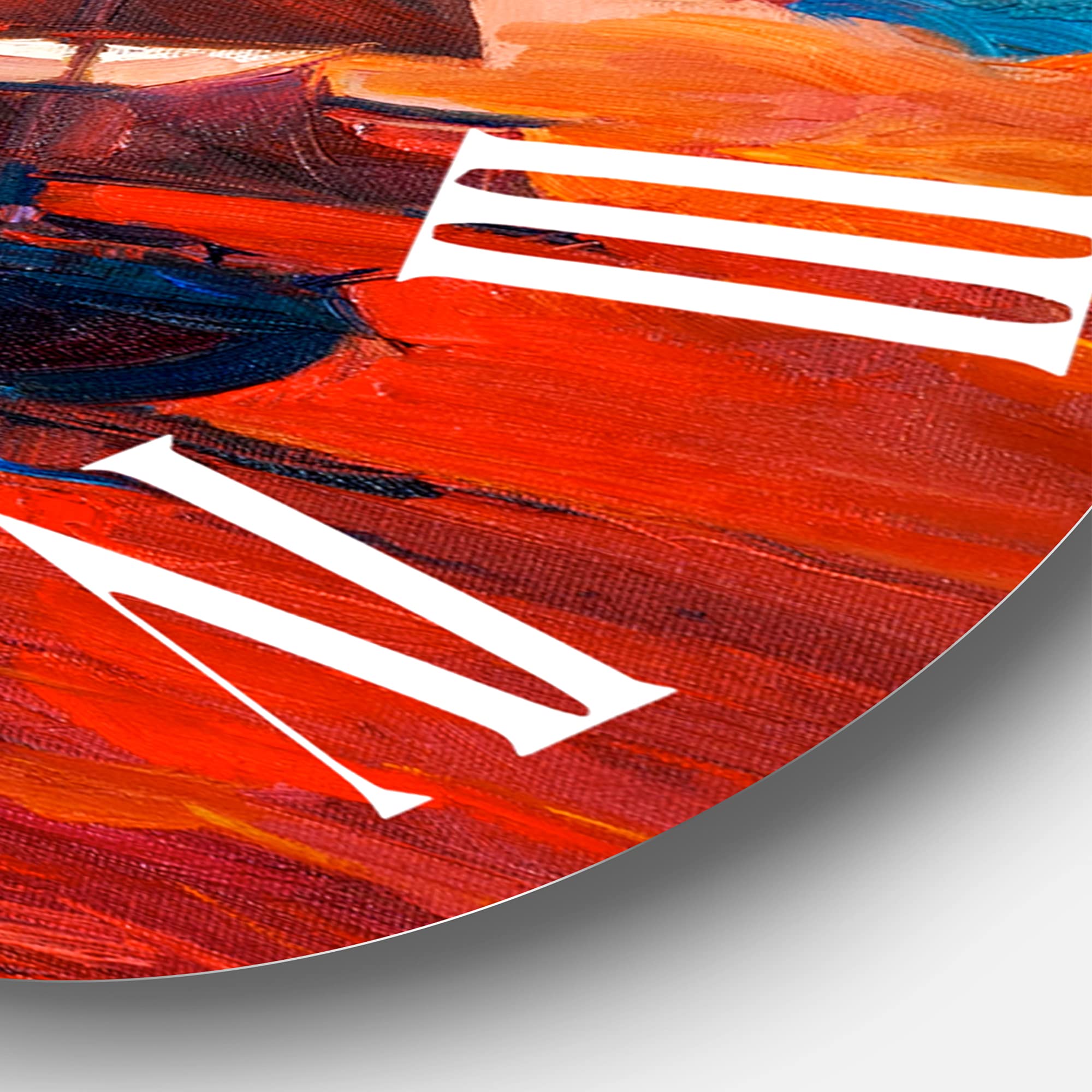 DesignQ Nautical Coastal Wall Clock - 'Frigate at Sunset on Ocean Horizon' Red Round Clock for Bedroom, Living Room & Office Decor | Perfect for Beach House, Coastal Theme & Home Styling