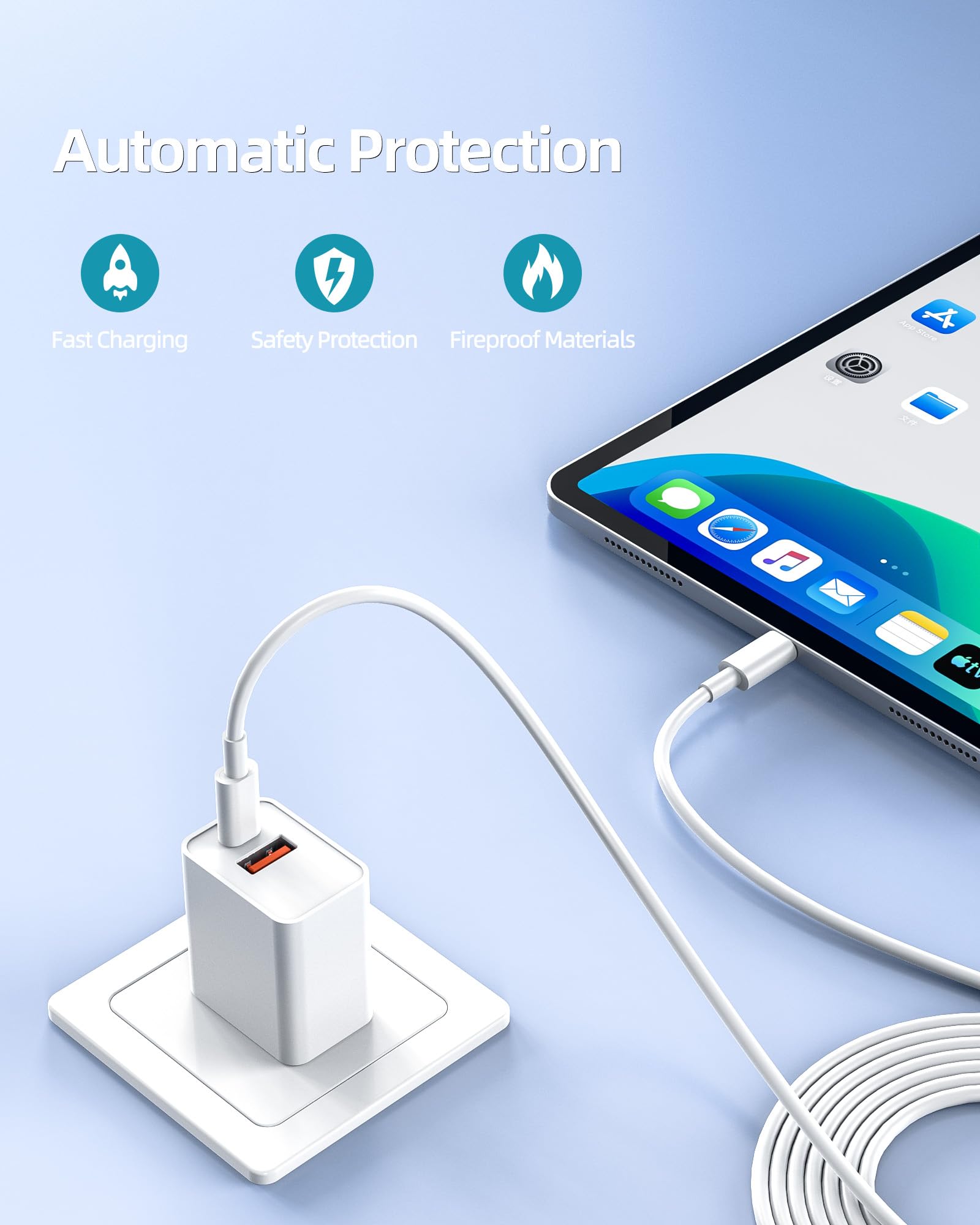 20W USB-C Fast Charger for iPad Mini 6 (8.3 inch 2021 Model A2568) - High Speed Charging Cable & Power Adapter for Quick Power Supply | Perfect for Travel, Office & Home Use