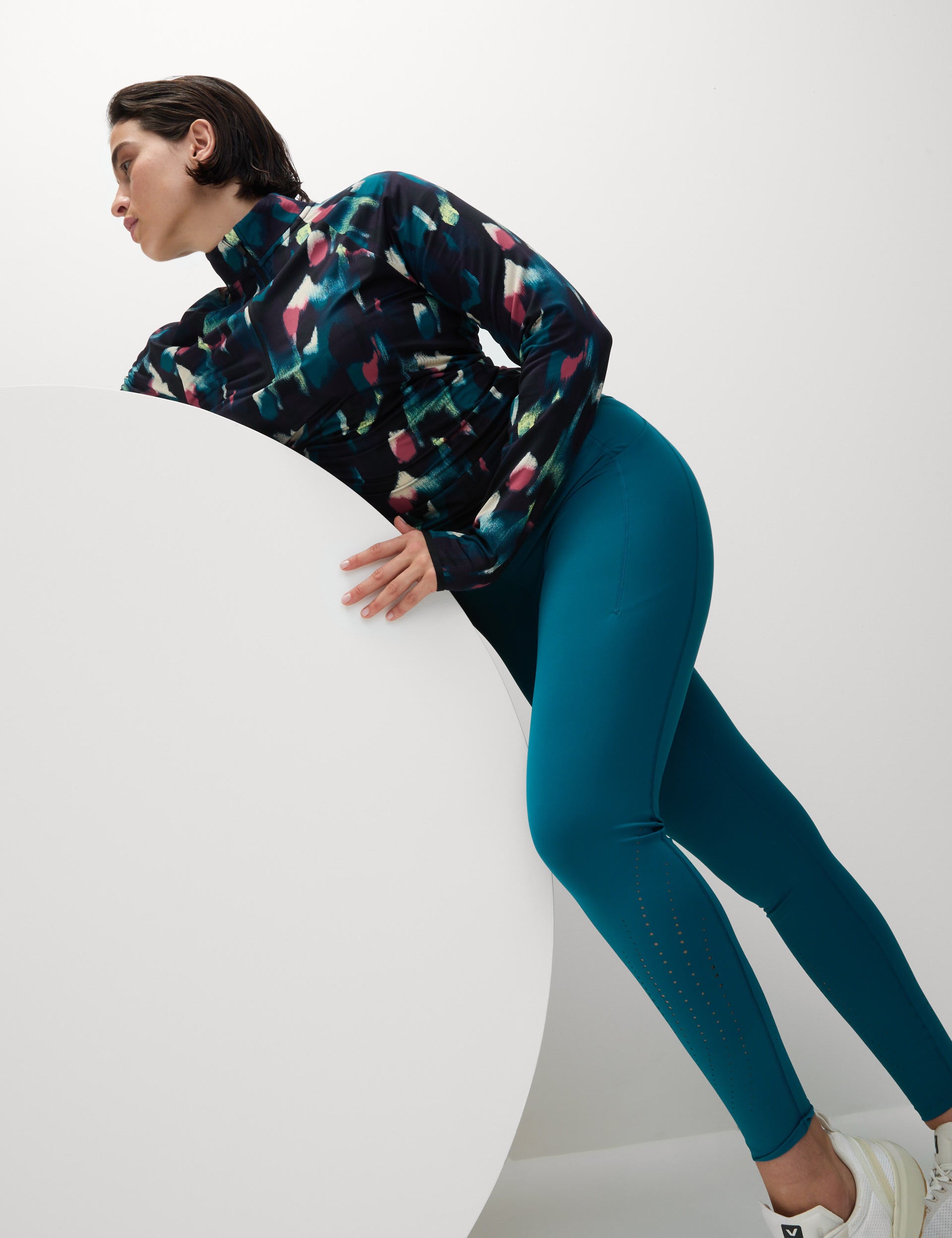 Go Train Laser Cut Gym Leggings for Women - High Waist Workout Yoga Pants - Dark Turquoise - Perfect for Running, Fitness & Lounge Wear