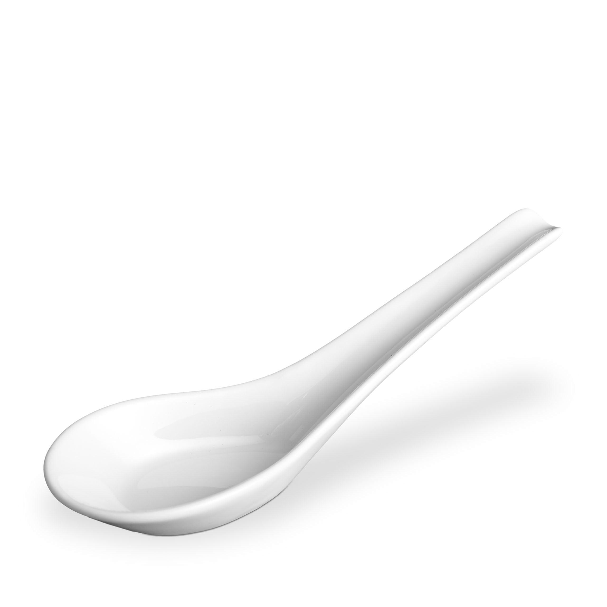 Premium Chinese Porcelain Spoon - Elegant White Ceramic Soup Spoon for Asian Cuisine, Perfect for Ramen, Pho, and Hot Pot Dining