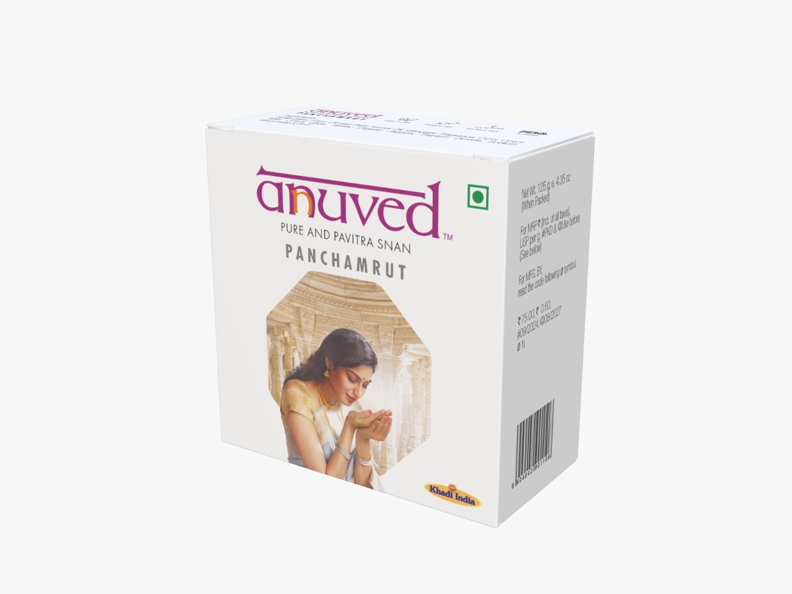 Anuved Panchamrit Herbal Soap - Pack of 3 (125g Each) | Natural Skincare with Cow Milk, Yogurt, Ghee, Organic Jaggery & Honey | Enriched with Rishikesh Ganga Water | Healing & Moisturizing Soap for Dry Skin | Perfect for Daily Ayurvedic Skincare Routine & Spa Treatments
