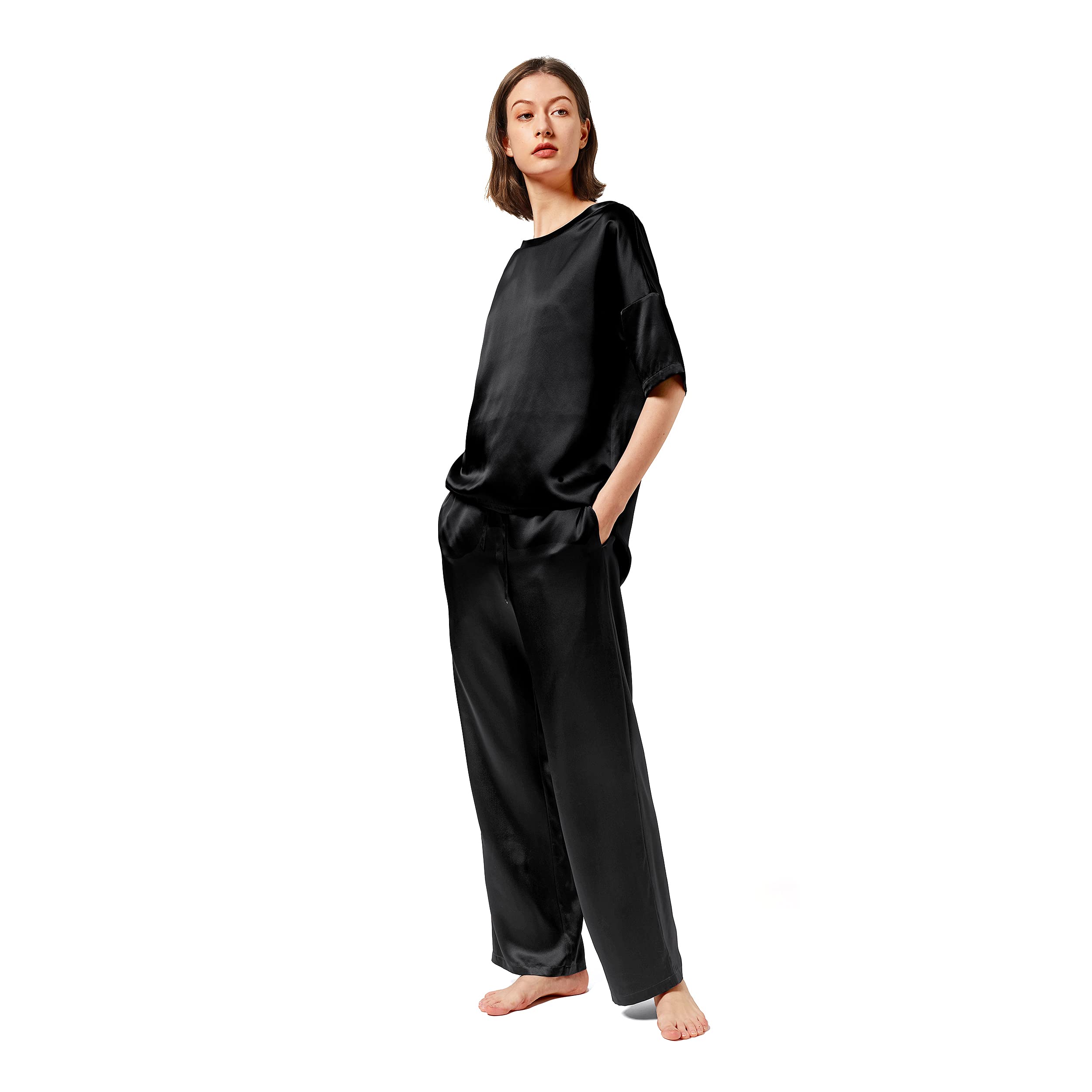 Mommesilk 100% Mulberry Silk Pajama Set for Women - Half Sleeve Summer Sleepwear | Machine Washable Silk Pjs | Perfect for Relaxing at Home & Luxury Gift Giving