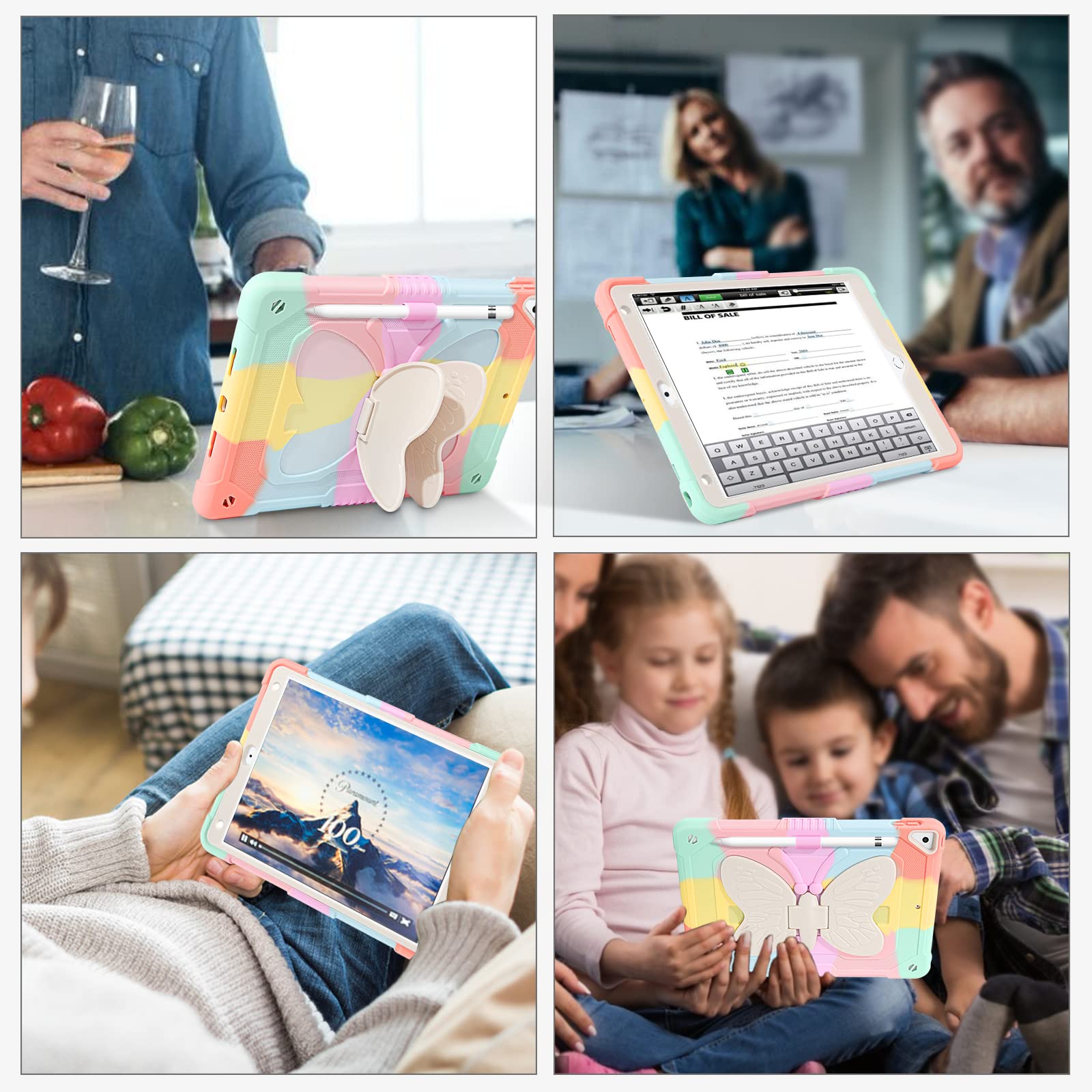 GUAGUA Shockproof iPad Case for iPad Air 2/6th/5th Gen & iPad Pro 9.7 - 2-in-1 Rugged Protective Cover with Kickstand & Pen Holder | Anti-Scratch Durable Design | Perfect for Work, Travel & Outdoor Use