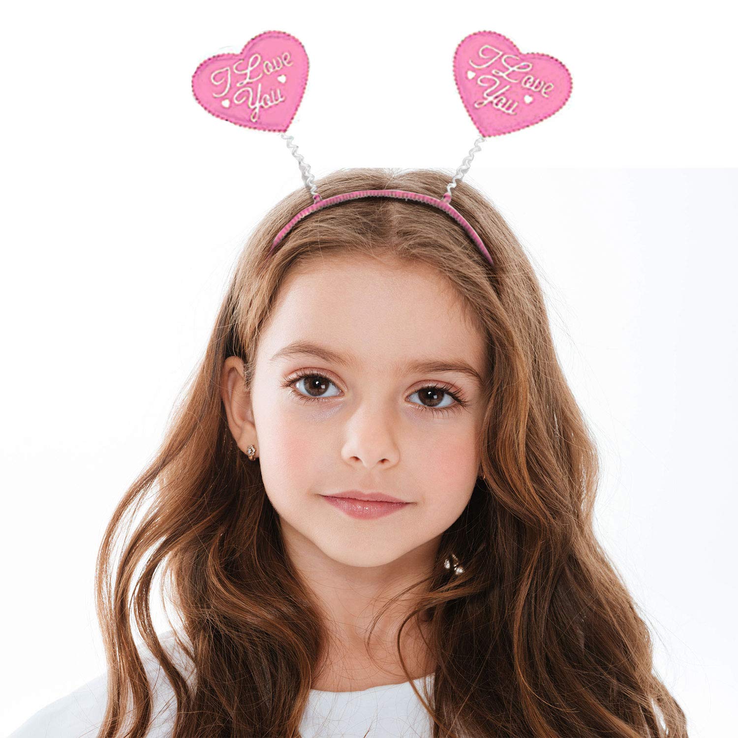 8 Pack Valentine's Day Heart Headbands - Glitter Heart Hair Accessories for Valentine's Party, Girls' Celebration, Photo Props & Festive Decorations